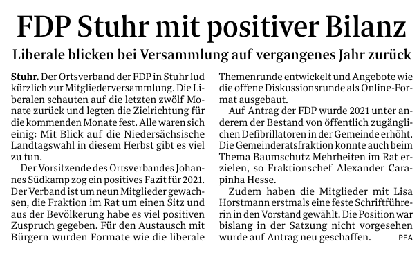Artikel in der Regionale Rundschau